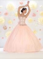Beautiful Laced Bateau Neck Ball Gown