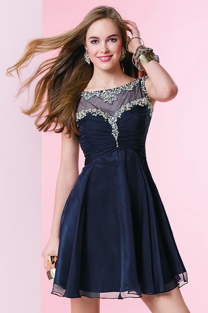 Alyce Paris - 3665 Bejeweled Illusion Bateau A-line Dress