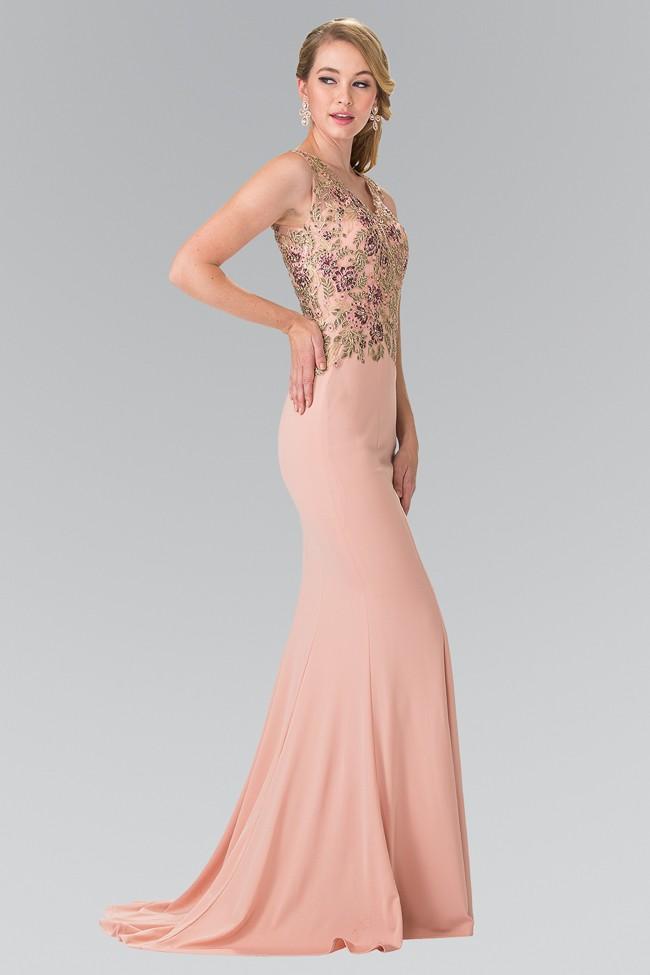 Elizabeth K - Embroider V Neck Long Dress Gl2270