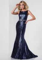 Tiffany Homecoming - 46135 Bateau Neck Sequined Trumpet Gown