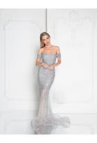 Terani Couture - 1812gl5359 Crystal Embellished Off Shoulder Gown