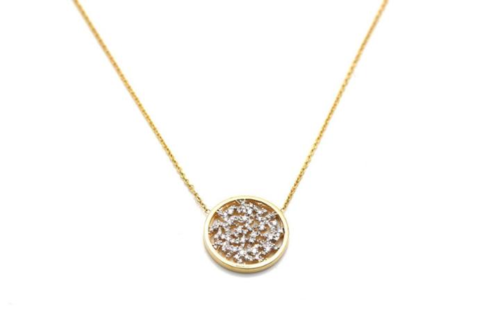 Tresor Collection - 18k Yellow Gold Necklace With 15mm Diamond Signature Logo Pendant