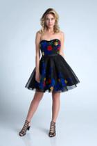 Milano Formals - E2204 Strapless Floral Appliqued Dress