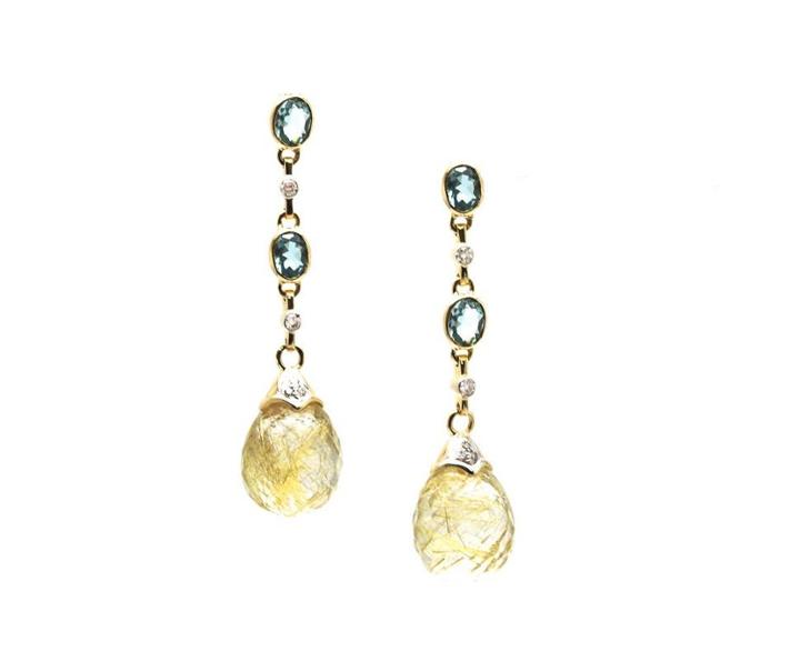 Tresor Collection - Blue Topaz Interchangeable Top With Golden Rutile Baroque In 18k Yellow Gold