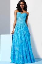 Jovani - Lace And Bead Embellished Sweetheart A-line Gown 14913