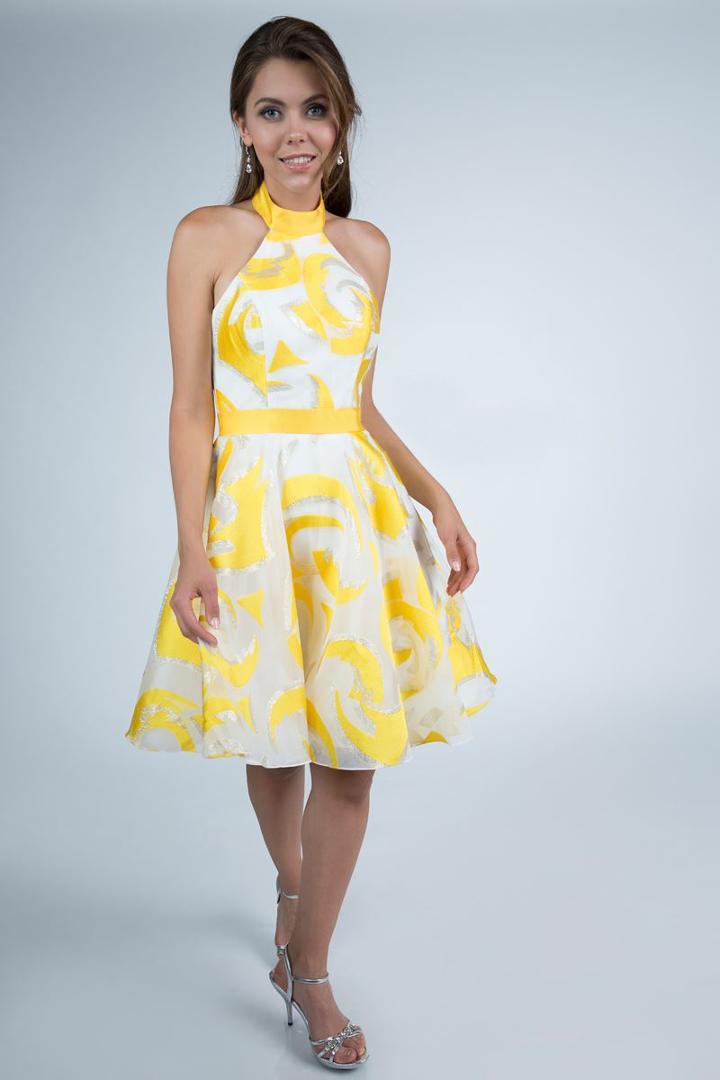 Milano Formals - E2230 High Halter Neck Printed Short Dress