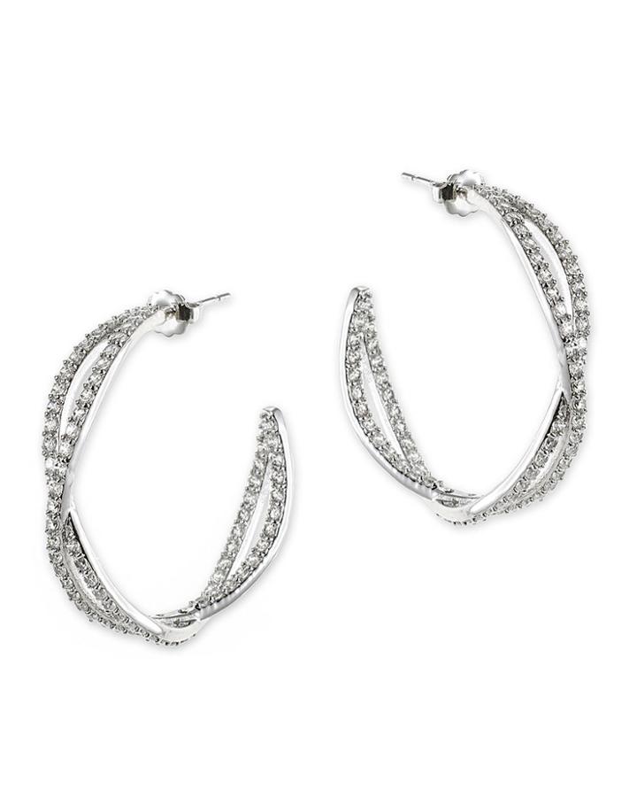 Cz By Kenneth Jay Lane - Eternity Pave Pierced Hoop Earring