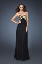 La Femme - 18608 Gold Clad Strapless Sweetheart Empire Waist Gown