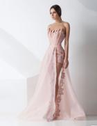 Mnm Couture - Sheer Brocade A-line Gown G0773