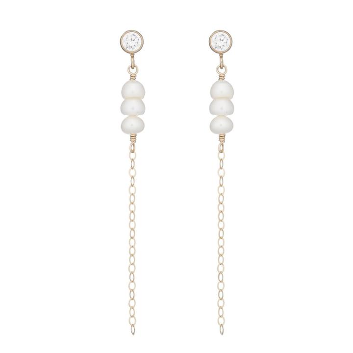 Ashley Schenkein Jewelry - Bridal Vermeil Cz Pearl Dangle Earring