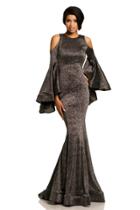 Johnathan Kayne - 8111 Bell Sleeve Glitter Knit Gown