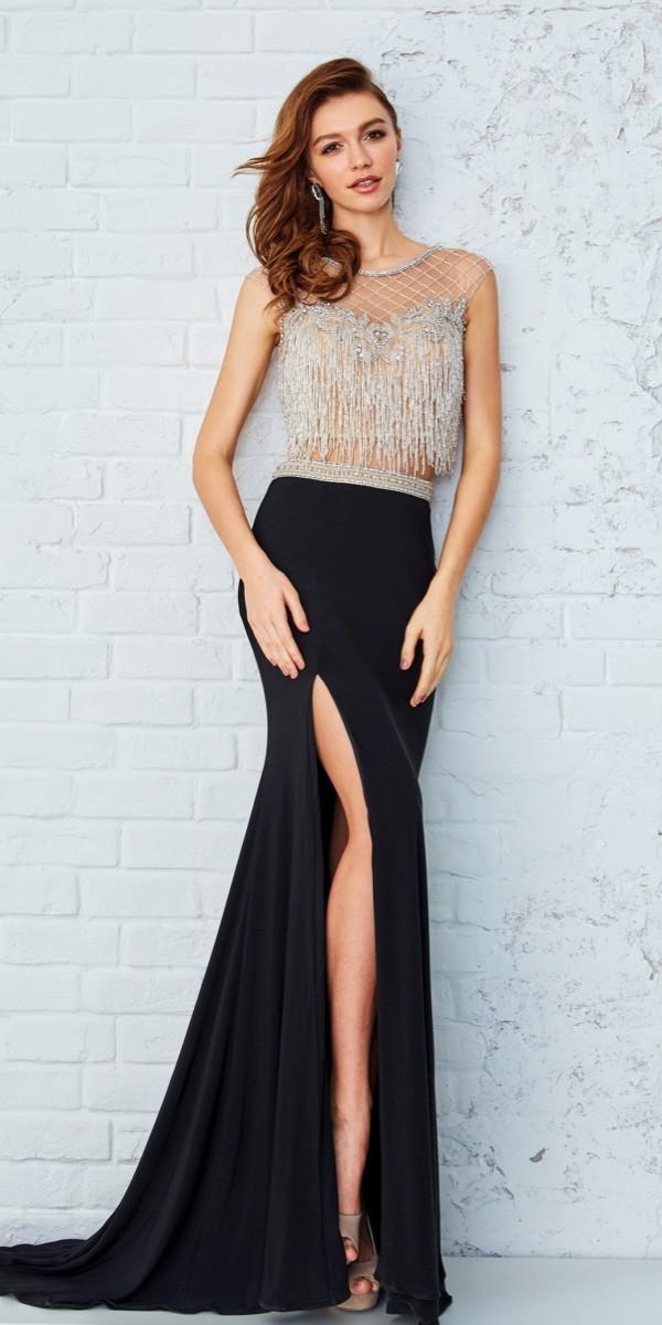 Angela And Alison - Sultry Embellished Fringe Long Evening Gown 771077