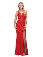Dancing Queen - Splendid Long V-neck Lace Prom Dress 9783