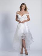 Dave & Johnny - A5997 Lace Off Shoulder High Low Gown