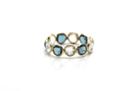 Tresor Collection - London Blue Topaz & Rainbow Moonstone Round Ring Bands In 18k Yellow Gold