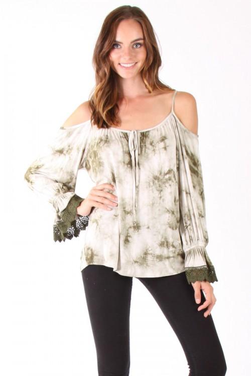 Vava By Joy Han - Rae Open Shoulder Top Darkgreen