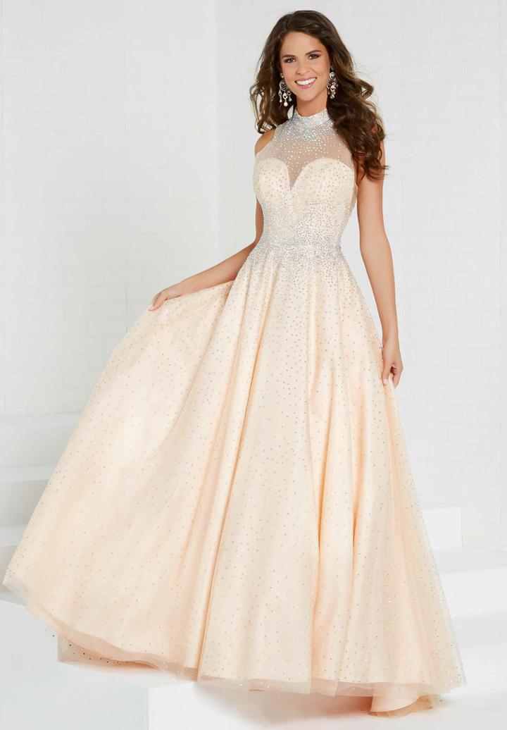 Tiffany Homecoming - 16261 Illusion High Neck Jewel Festooned Ballgown