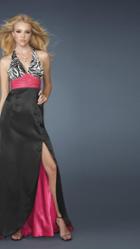 La Femme - Halter Printed Open Back Dress 14308
