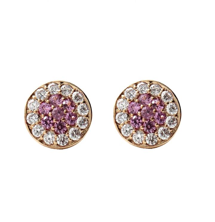 Rachael Ryen - Pink Sapphire Pave Disc Stud Earrings
