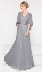 Marsoni By Colors - M230 Asymmetrical Caped Sleeve Chiffon Gown
