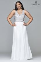 Faviana - 9388 Chiffon V-neck Plus Size Prom Dress With Beaded Bust