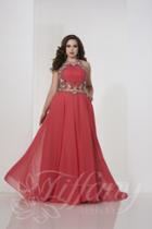 Tiffany Designs - 16321 Embellished Halter Neck A-line Gown