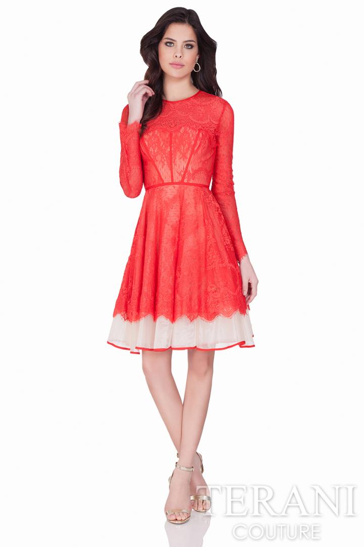 Terani Evening - Luxurious Laced Jewel Neck Cocktail Dress 1621c1296