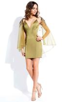 Rachel Allan Short - 4534 Plunging V-neck Sheath Dress