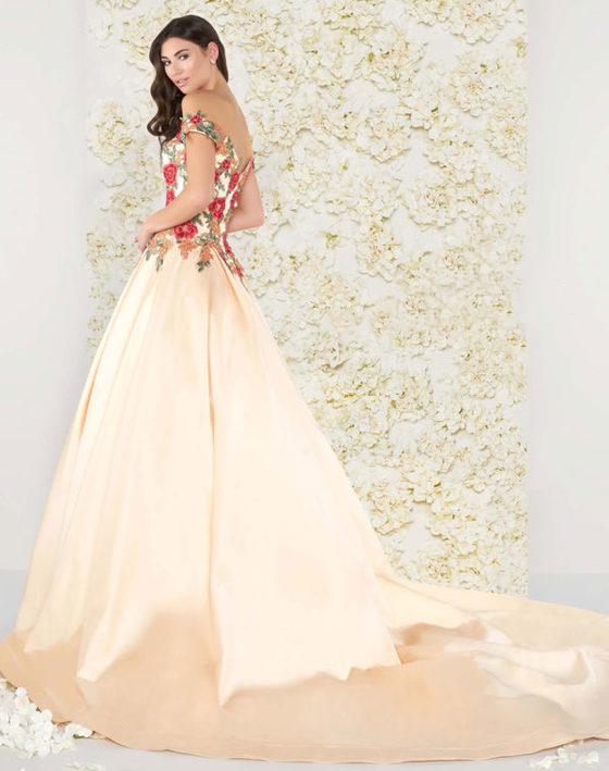 Mac Duggal Couture - 66185d Off Shoulder Floral Embroidered Satin Gown