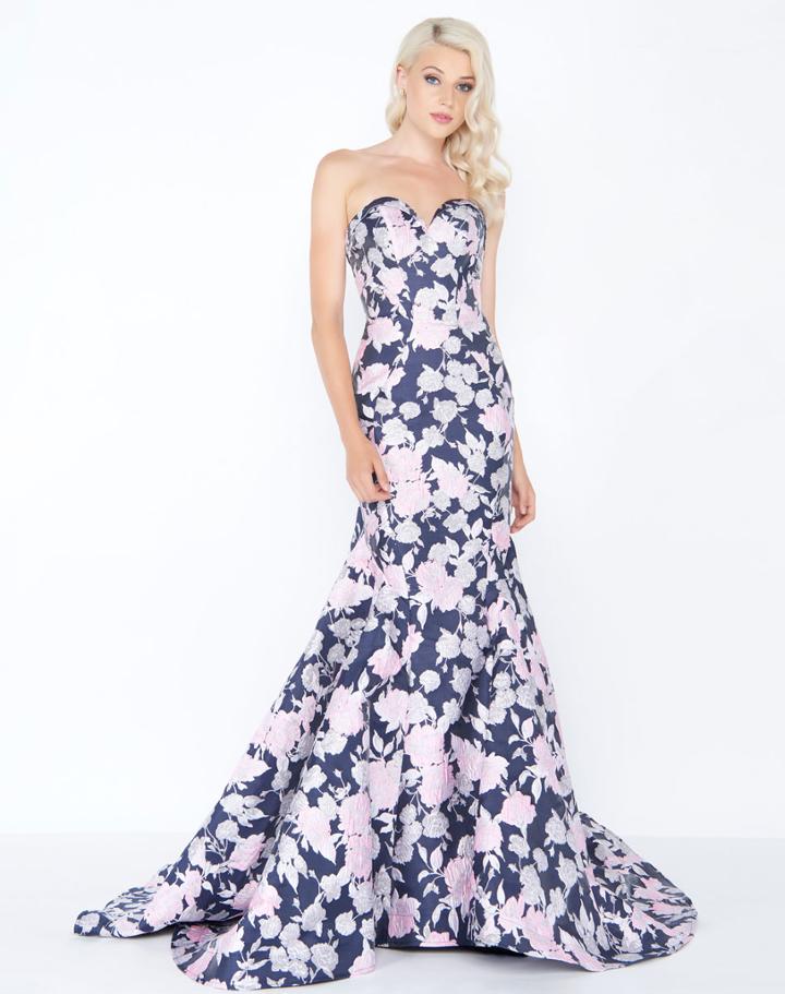 Mac Duggal - 66442m Strapless Floral Print Mikado Evening Gown