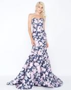 Mac Duggal - 66442m Strapless Floral Print Mikado Evening Gown