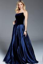 Jovani - 52068 Strapless Velvet Bodice Satin A-line Gown