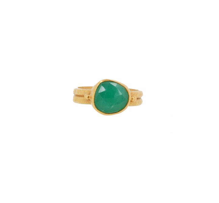 Lori Kaplan Jewelry - Chrysoprase 22k Gold On Sterling Ring