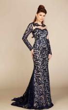 Mnm Couture - Sheer Long Sleeved Mermaid Gown M0012w