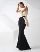 Mnm Couture - Asymmetric Neck Mermaid Dress G0774
