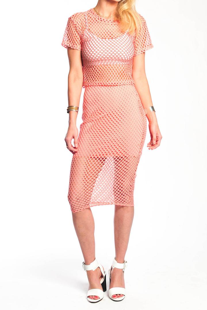 Donna Mizani - Diamond Midi Skirt In Peach