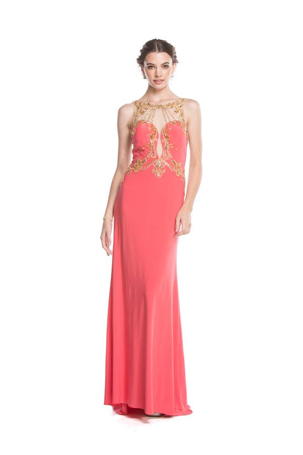 Aspeed - L1612 Sheer Embellished Cutout Evening Gown