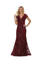 May Queen - Plunging V-neck Embellished Trumpet Gown