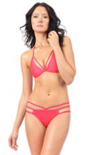Voda Swim - Hot Coral Envy Push Up Cutout String Bikini Top