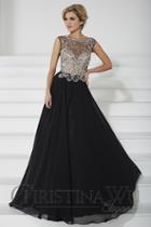 Christina Wu Elegance - 20185 Beaded Illusion Bateau Chiffon Dress
