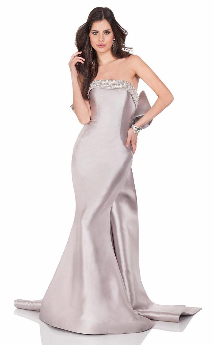 Terani Couture - Dazzling Beaded Straight Neck Mermaid Gown 1621e1465