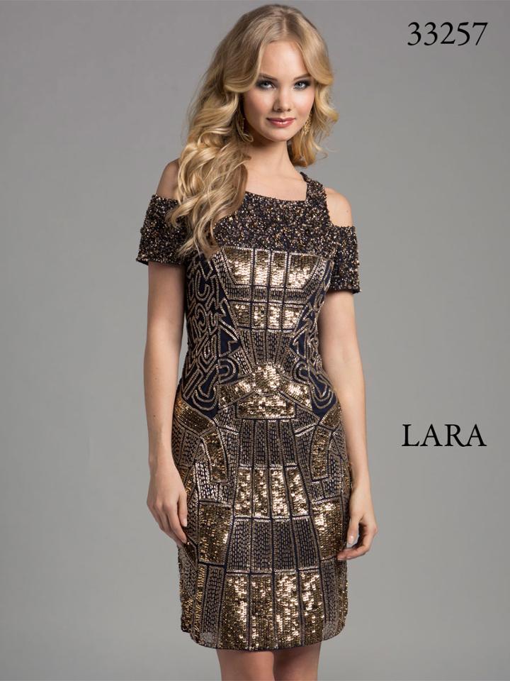 Lara Dresses - Voguish Gilded Cocktail Dress 33257