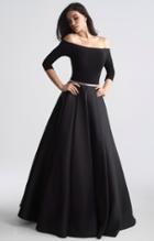 Madison James - 18-609 Off The Shoulder Full A-line Mikado Dress