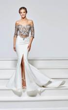 Tarik Ediz - 93158 Embroidered Two Piece Off-shoulder Gown