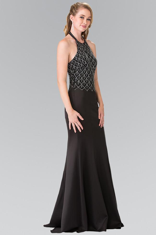 Elizabeth K - Beaded Halter Trumpet Dress Gl2285