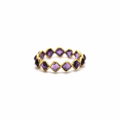 Tresor Collection - Amethyst Square Ring Band In 18k Yellow Gold