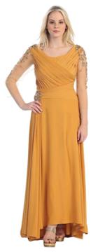 May Queen - Quarter Length Pleated And Jeweled Bateau Neck A-line Dress Mq970