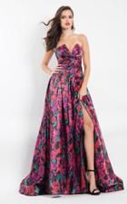 Rachel Allan - 6006 Strapless Floral Print A-line Gown