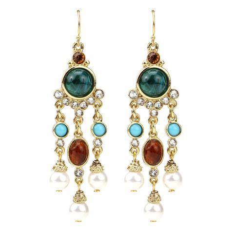 Ben-amun - Byzantine Pearl Long Chandelier Earrings