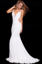 Jovani - 57295 Elaborate Strapped Plunging Cut Sheath Gown